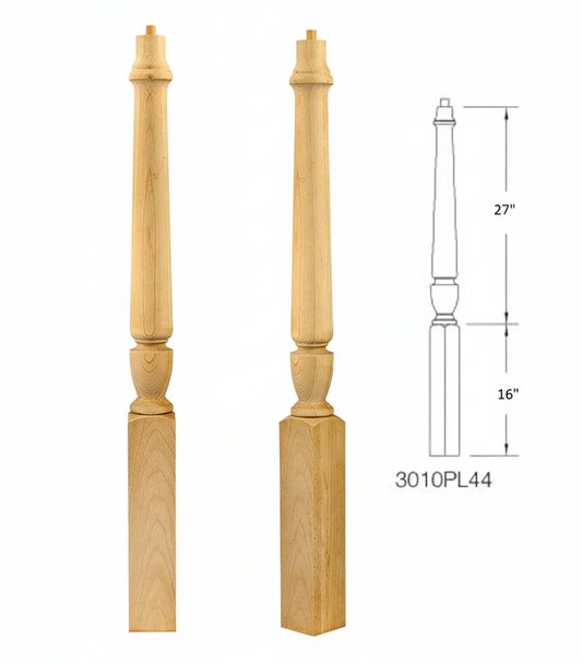 3010PL44 PLAIN PIN TOP SQUARE BASE NEWEL