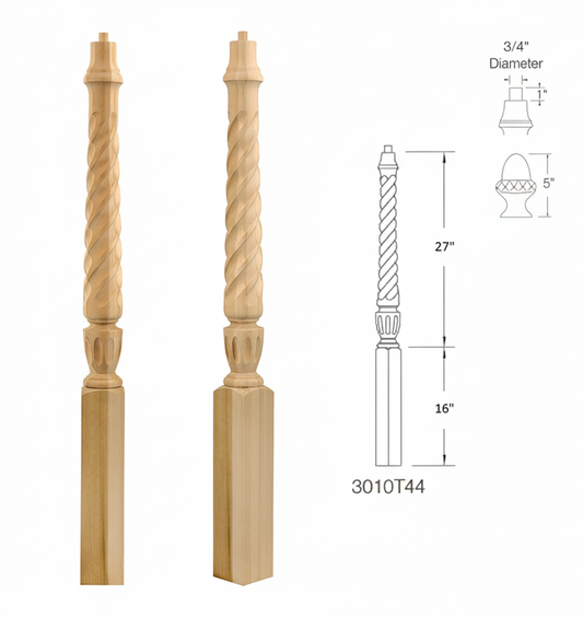 3010T44 TWIST SQUARE BASE NEWEL