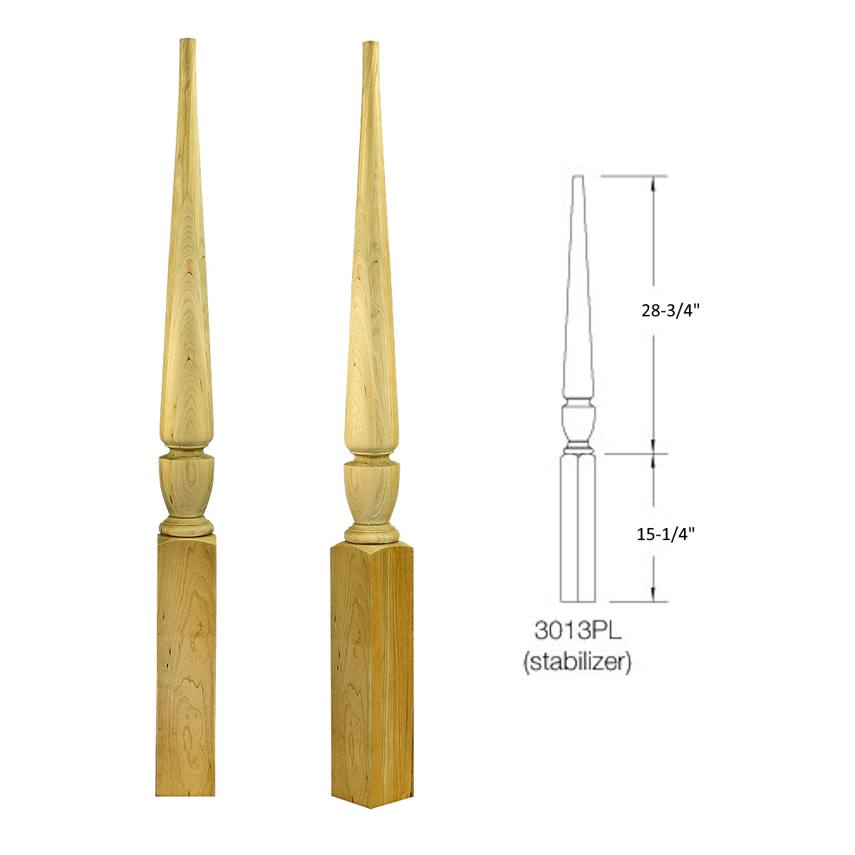 3013PL PLAIN DOWEL TOP SQUARE STABILIZER NEWEL