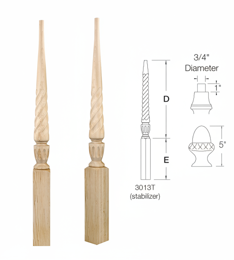 3013T TWIST SQUARE BASE STABILIZER NEWEL