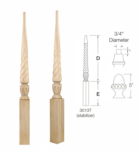 3013T TWIST SQUARE BASE STABILIZER NEWEL