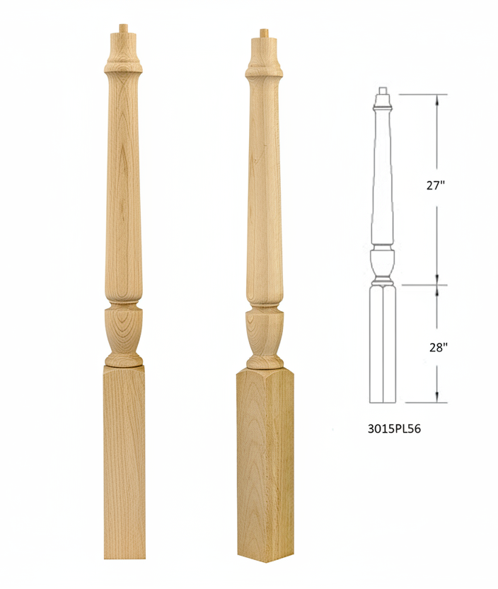 3015PL56 PLAIN PIN TOP SQUARE BASE NEWEL