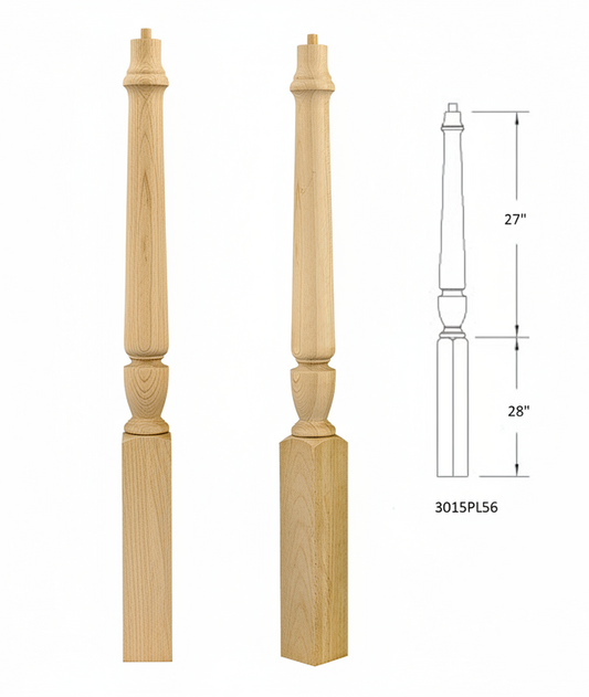 3015PL56 PLAIN PIN TOP SQUARE BASE NEWEL