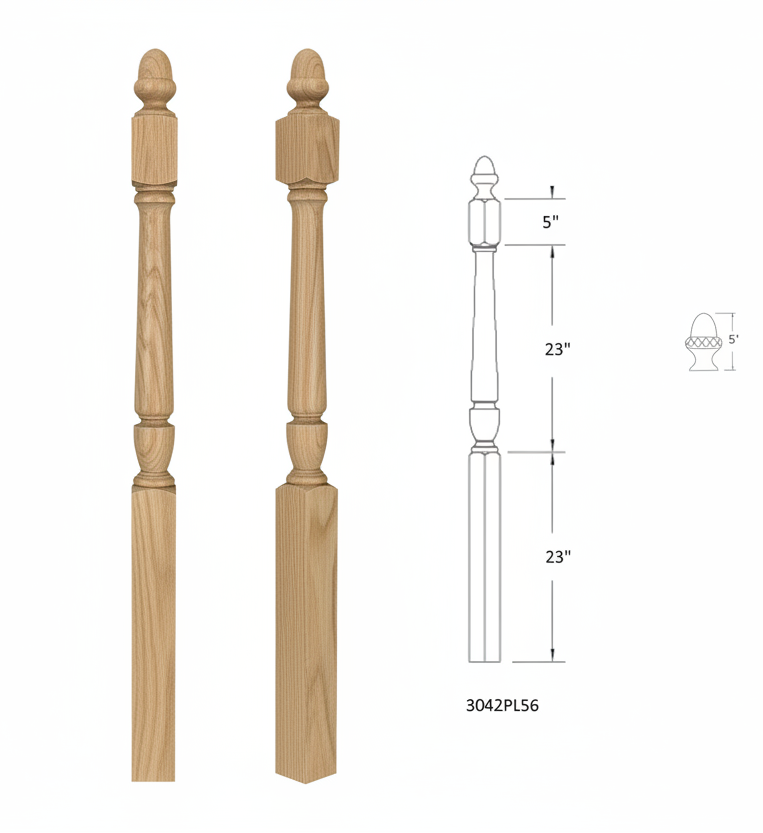 3042PL56 PLAIN SQUARE BASE NEWEL