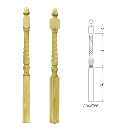 3042T56 TWIST SQUARE BASE NEWEL