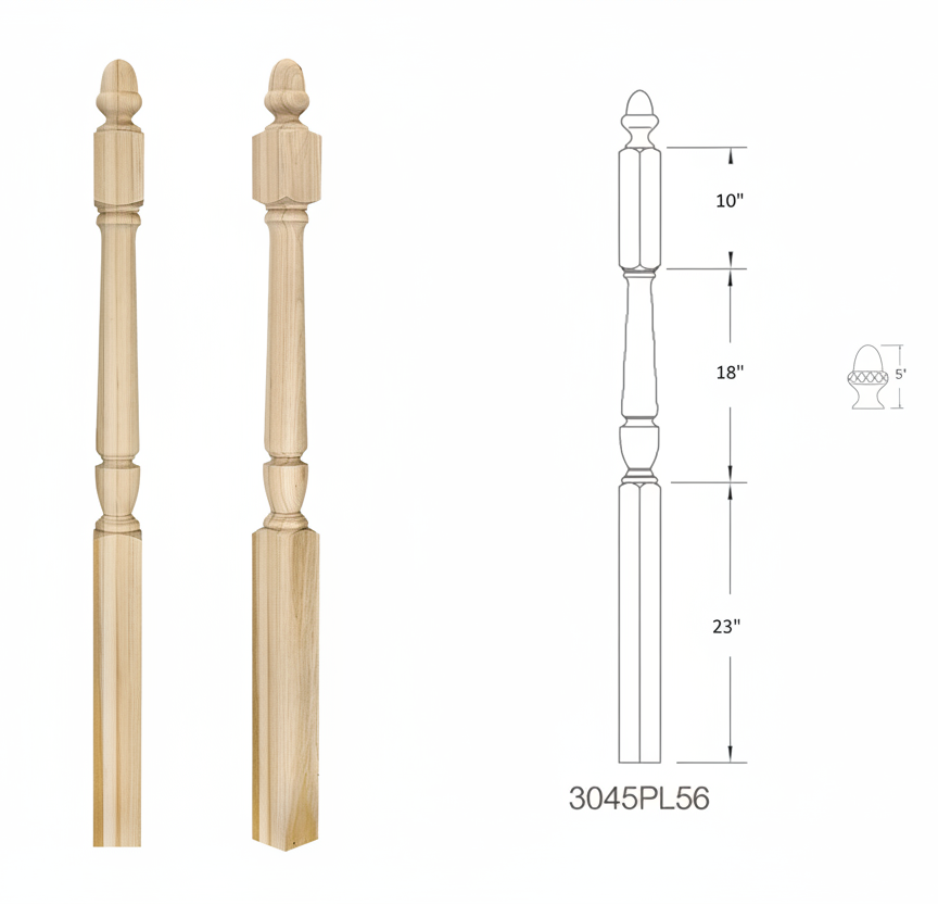 3045PL56 PLAIN SQUARE BASE NEWEL