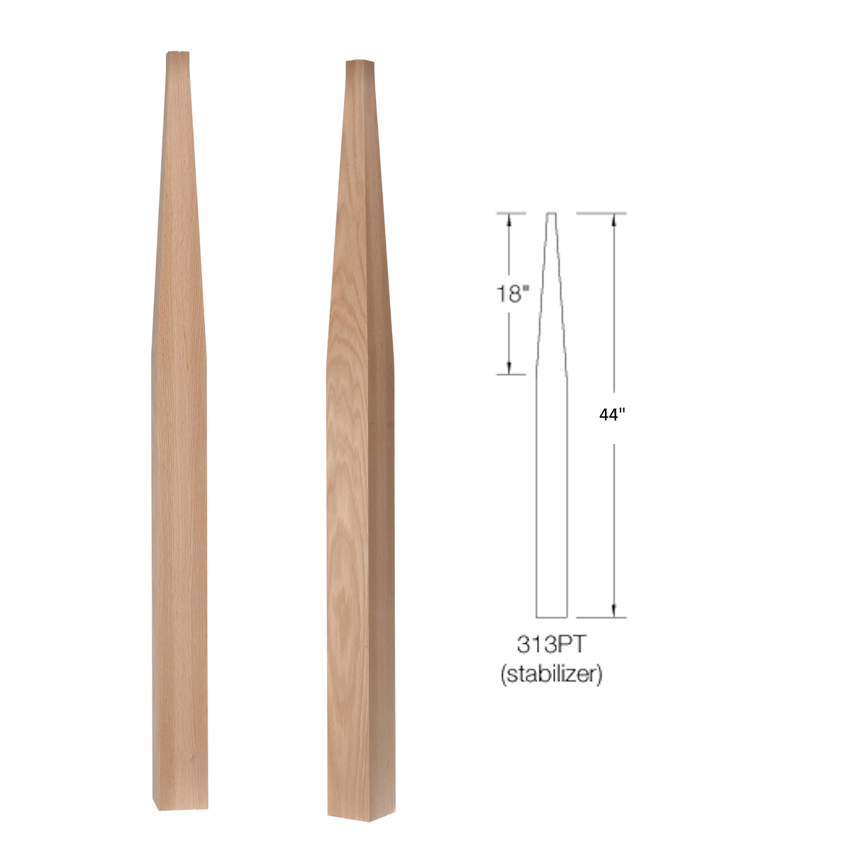 313PT44 TAPERED Square Base STABILIZER Newel