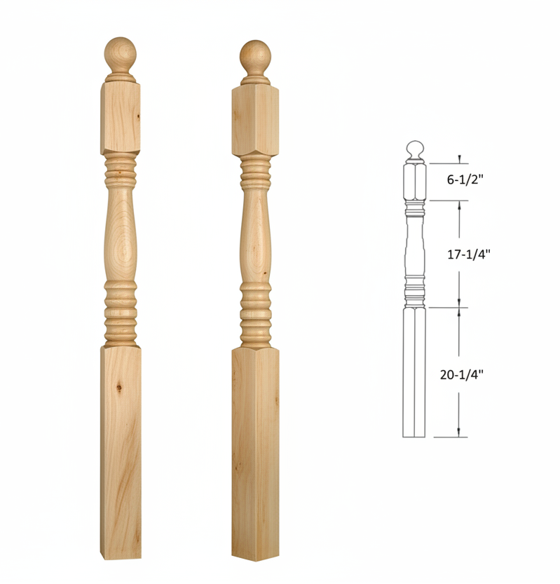 3500BT48 Ball Top Square Base Newel
