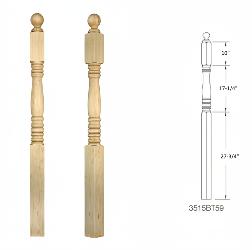 3515BT59 Ball Top Square Base Newel