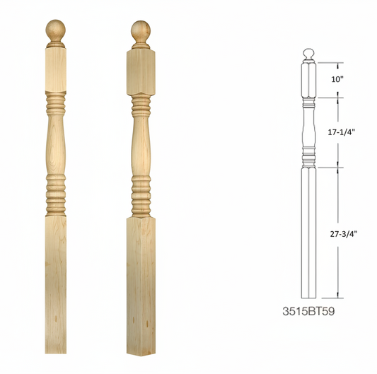 3515BT59 Ball Top Square Base Newel