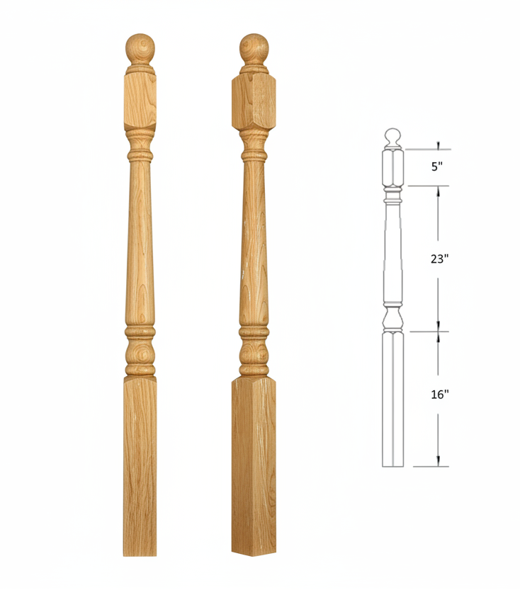 4010BT48 Ball Top Square Base Newel