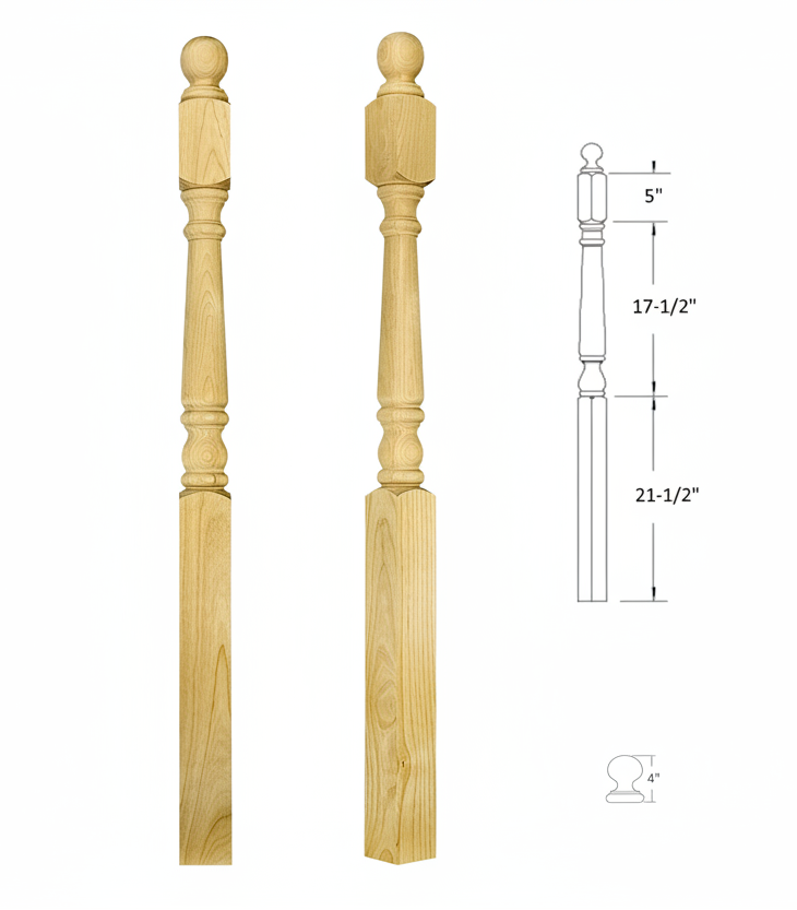 4010BTS48 Ball Top Square Base Newel