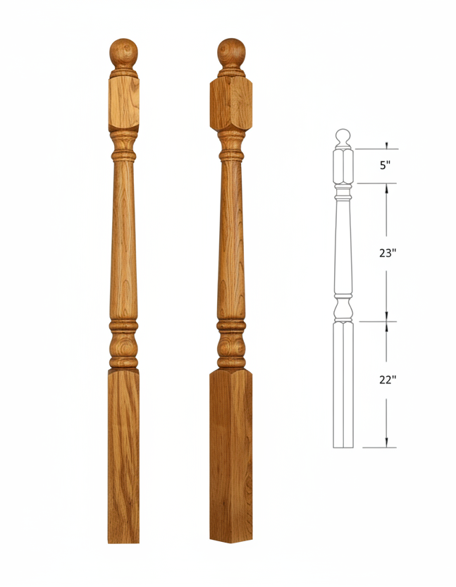 4012BT54 Ball Top Square Base Newel