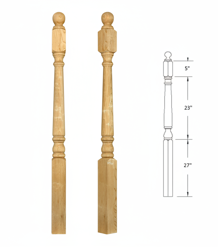 4012BT59 Ball Top Square Base Newel