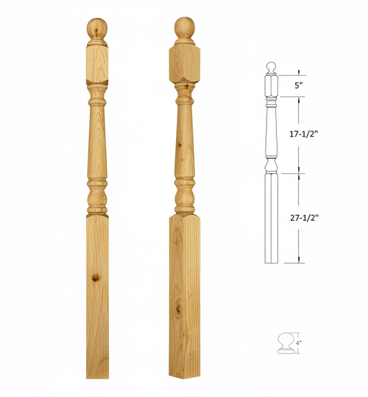 4012BTS54 Ball Top Square Base Newel
