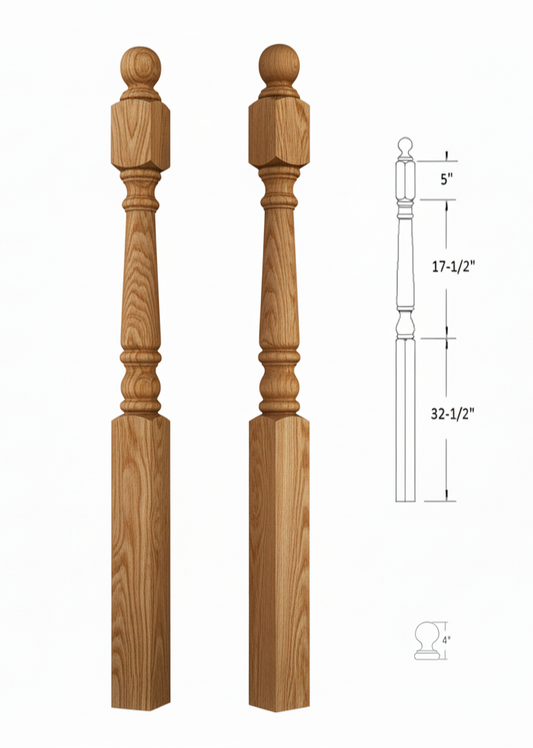 4012BTS59 Ball Top Square Base Newel