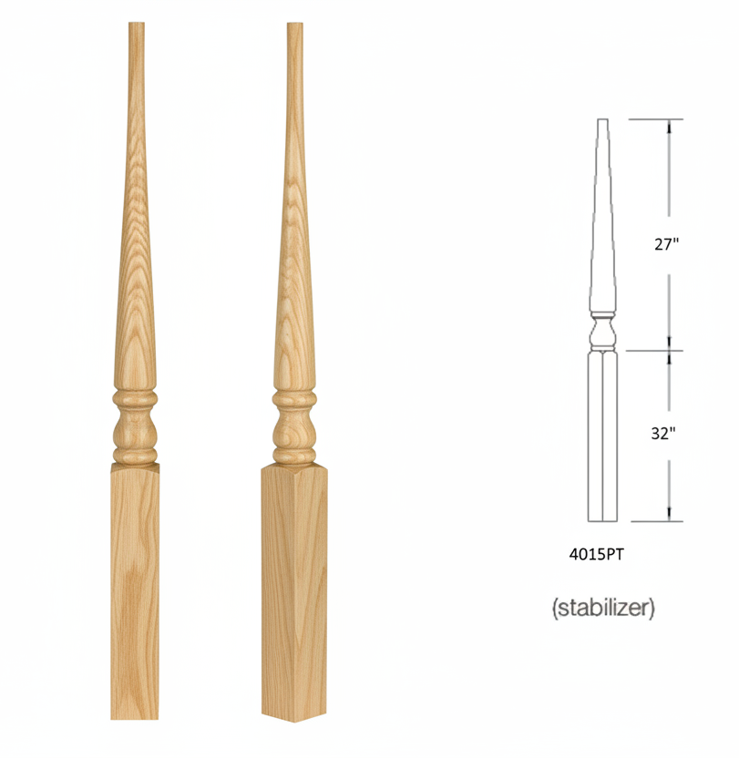 4015PT DOWEL Top Square Base STABILIZER Newel