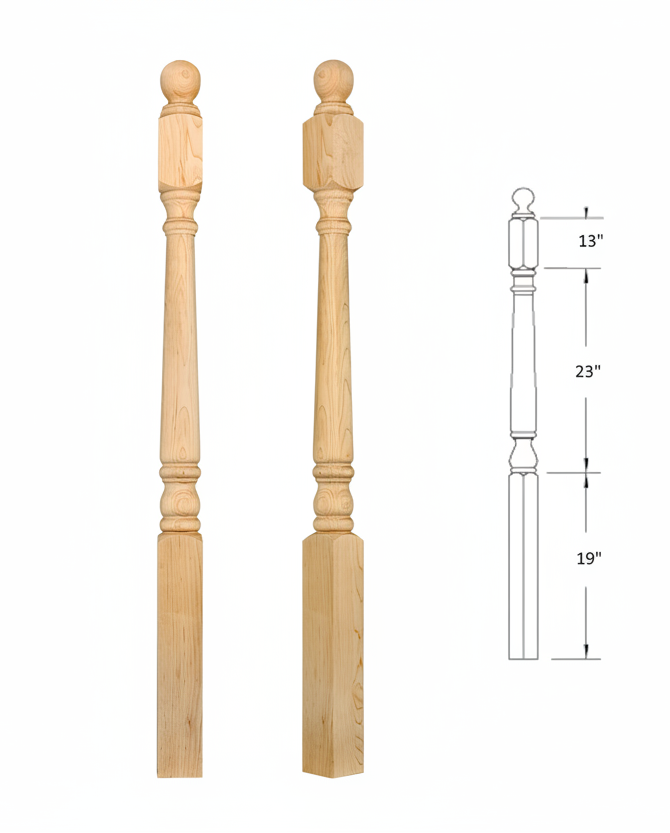 4016BT59 Ball Top Square Base Newel