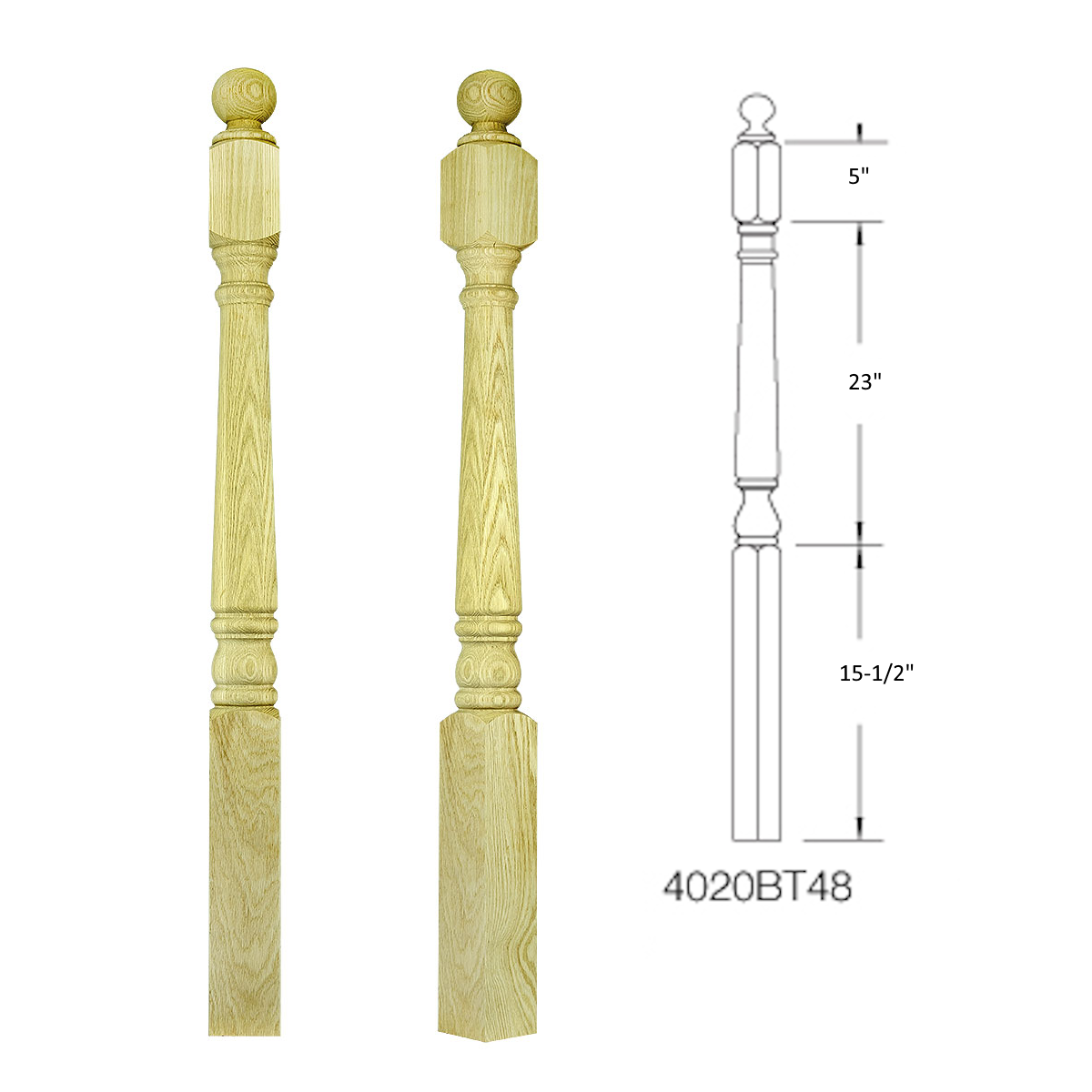 4020BT48 BALL TOP SQUARE BASE NEWEL