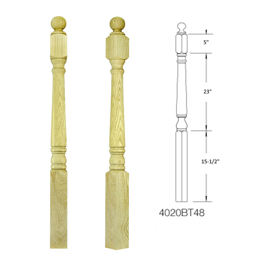 4020BT48 BALL TOP SQUARE BASE NEWEL