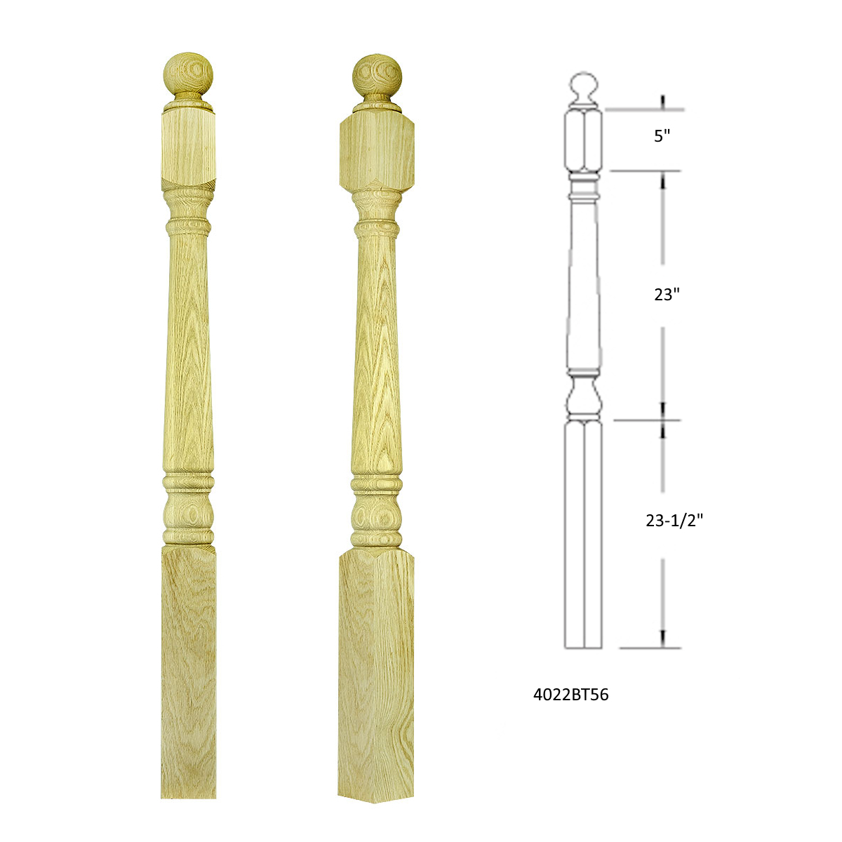 4022BT56 BALL TOP SQUARE BASE NEWEL