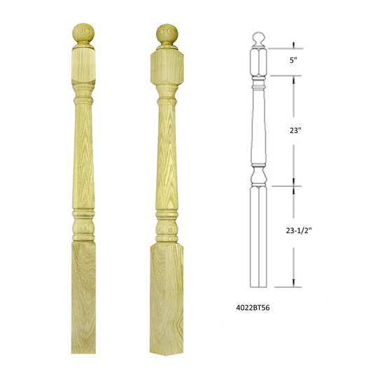 4022BT56 BALL TOP SQUARE BASE NEWEL