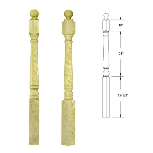 4025BT56 BALL TOP SQUARE BASE NEWEL