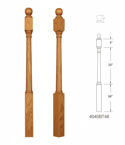 4040BT48 Ball Top Square Base Newel