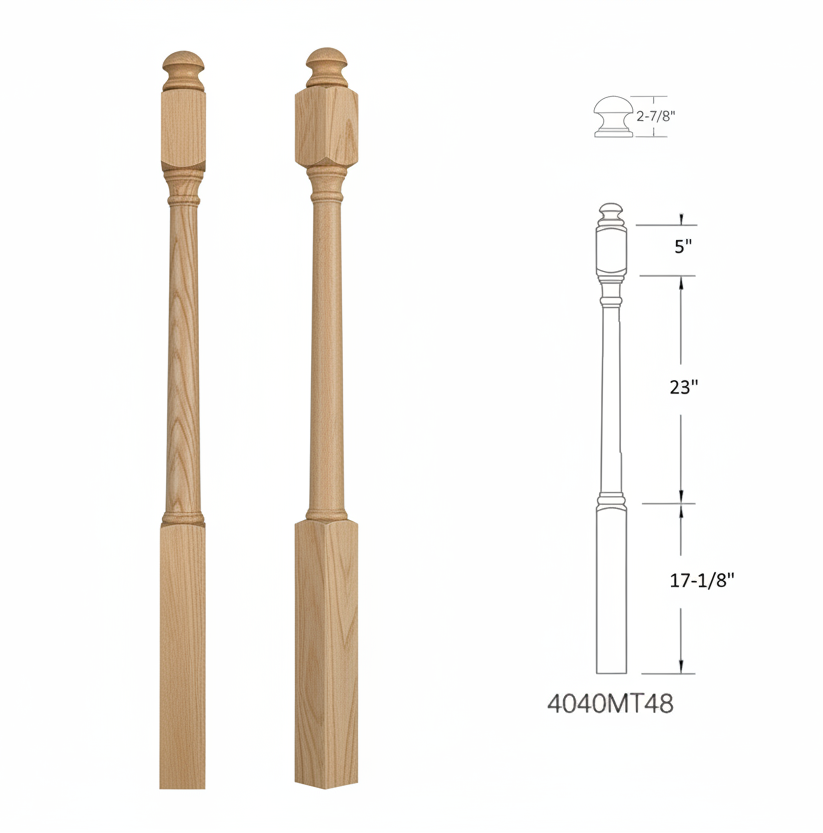 4040MT48 MUSHROOM Top Square Base Newel