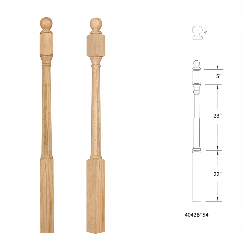 4042BT54 Ball Top Square Base Newel