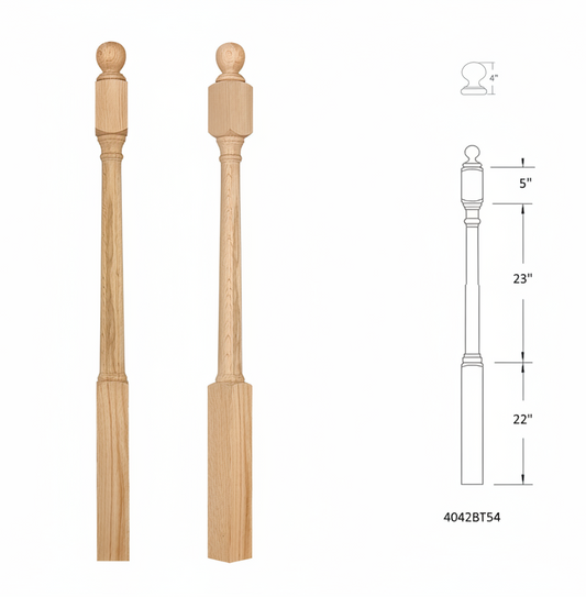 4042BT54 Ball Top Square Base Newel