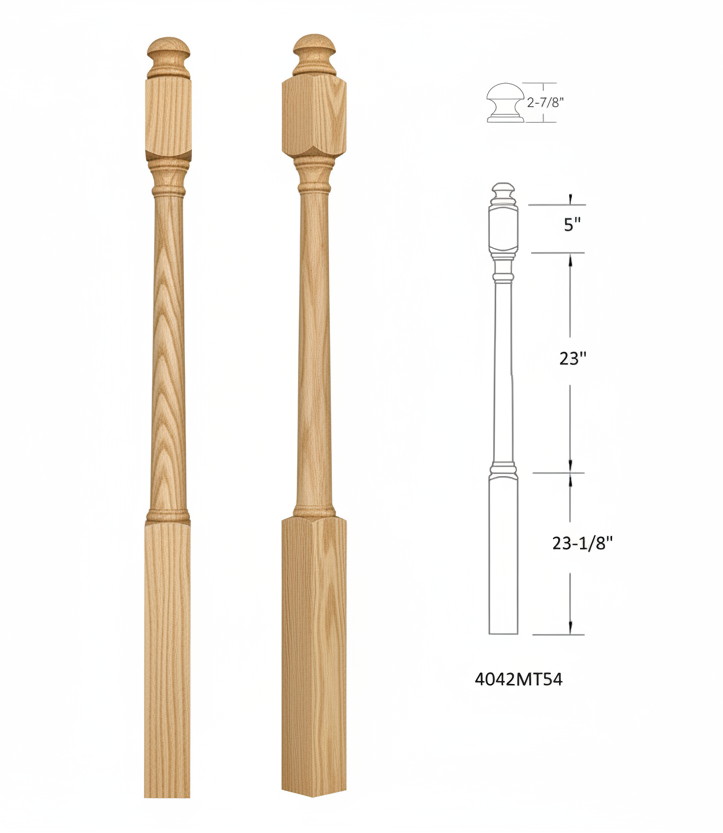 4042MT54 MUSHROOM Top Square Base Newel