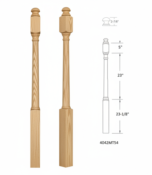 4042MT54 MUSHROOM Top Square Base Newel