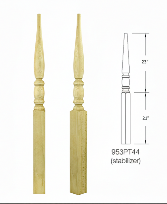 953PT44 DOWEL TOP SQUARE BASE STABILIZER NEWEL