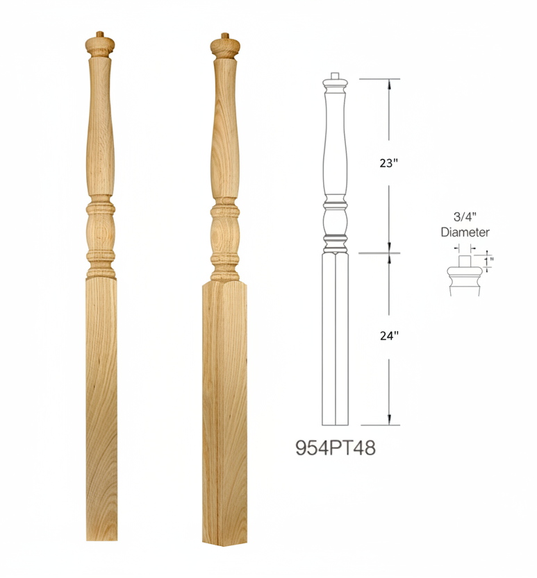 954PT48 PIN TOP SQUARE BASE NEWEL