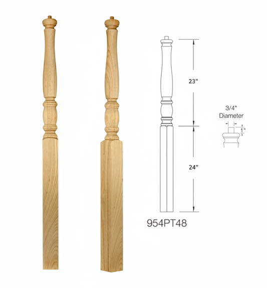 954PT48 PIN TOP SQUARE BASE NEWEL