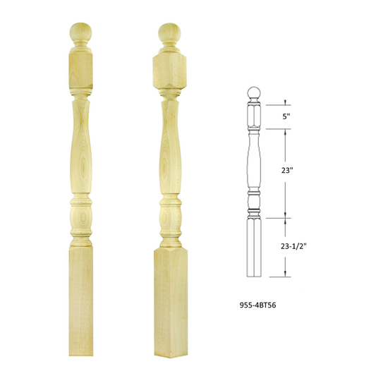 955-4PT56 BALL TOP SQUARE BASE NEWEL