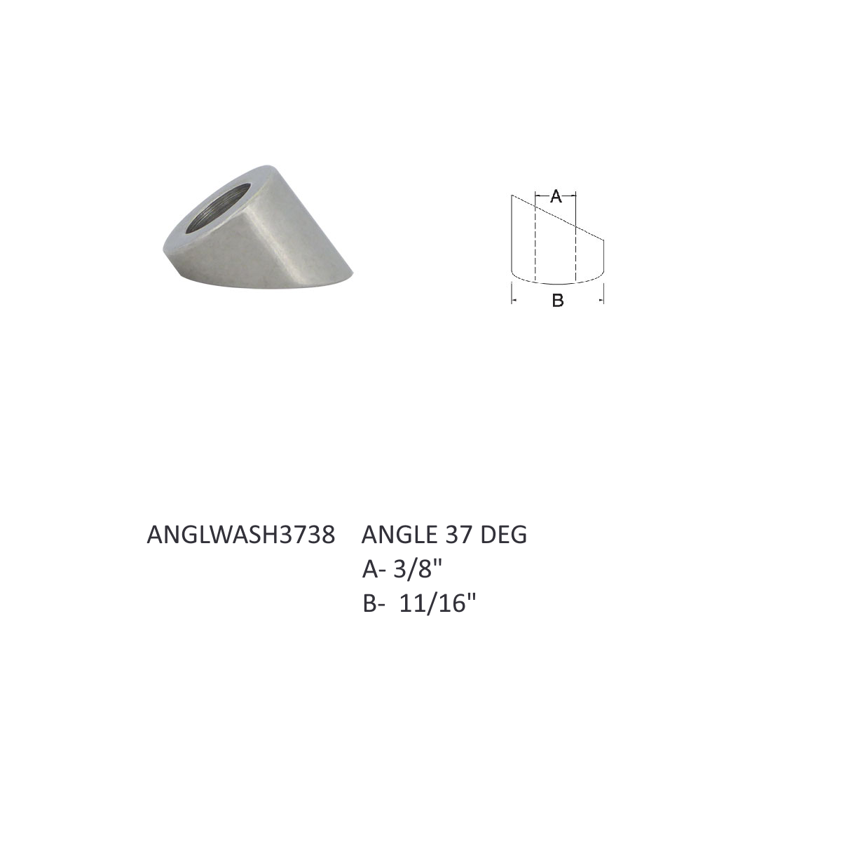 ANGLWASH3738 Stainless Steel • Stealth Cable Components • Angle Washers 3/8" hole