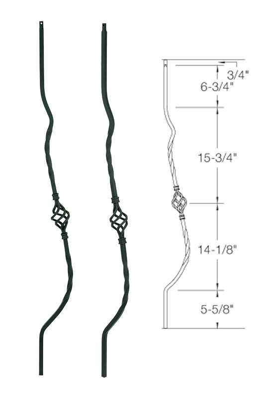BB04 Iron Baluster ⋅ Belly: 43" Single Basket ⋅ 1/2" Square