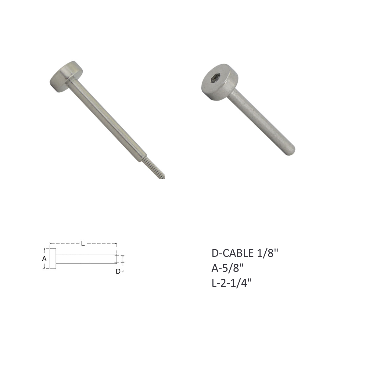 DOMEHS18 Stainless Steel • Stealth Cable Components • Stealth Dome (Hand Swage)