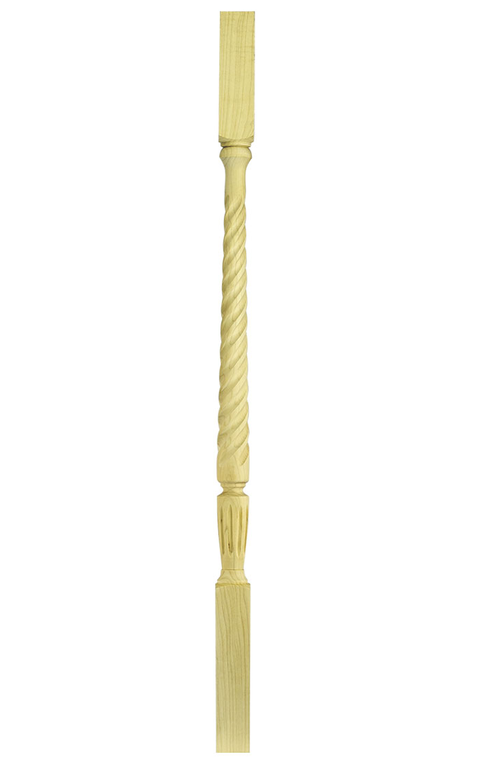 STOCKBRIDGE 2005 TWIST Wood Baluster 1-3/4" WIDE   SQUARE TOP   SQUARE BASE
