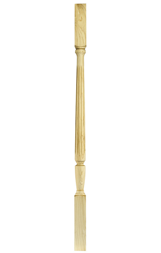 STOCKBRIDGE 2005 Fluted Wood Baluster 1-3/4" WIDE   SQUARE TOP   SQUARE BASE