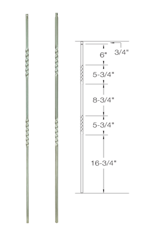 T03 Iron Baluster ⋅ Double Twist ⋅ 1/2" Square