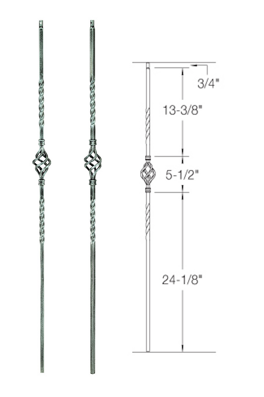 T04 Iron Baluster ⋅ Single Basket ⋅ 1/2" Square