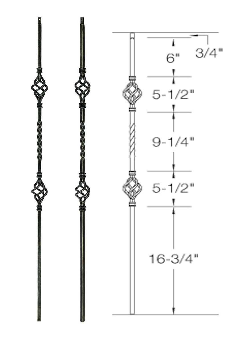 T05 Iron Baluster ⋅ Double Basket ⋅ 1/2" Square