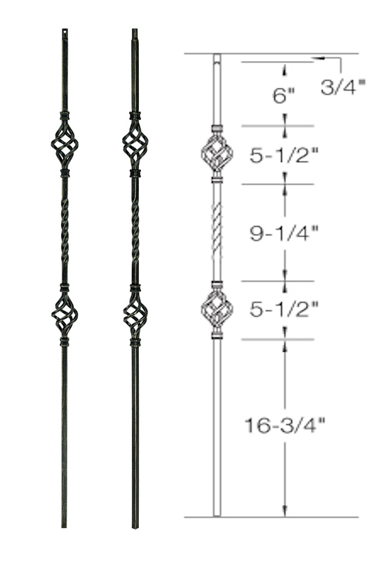T05 Iron Baluster ⋅ Double Basket ⋅ 1/2" Square