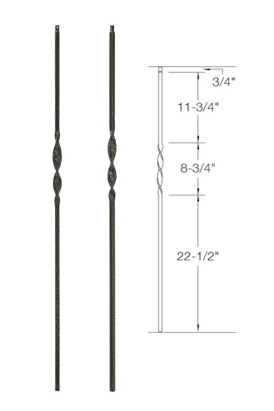 T06 Iron Baluster ⋅ Single Ribbon ⋅ 1/2" Square
