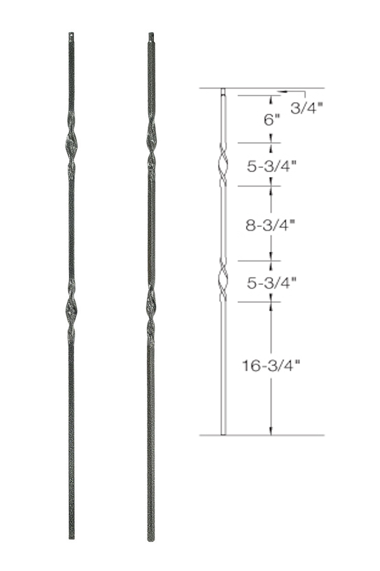 T07 Iron Baluster ⋅ Double Ribbon ⋅ 1/2" Square