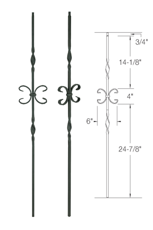T10 Iron Baluster ⋅ Ribbons/Single Butterfly ⋅ 1/2" Square