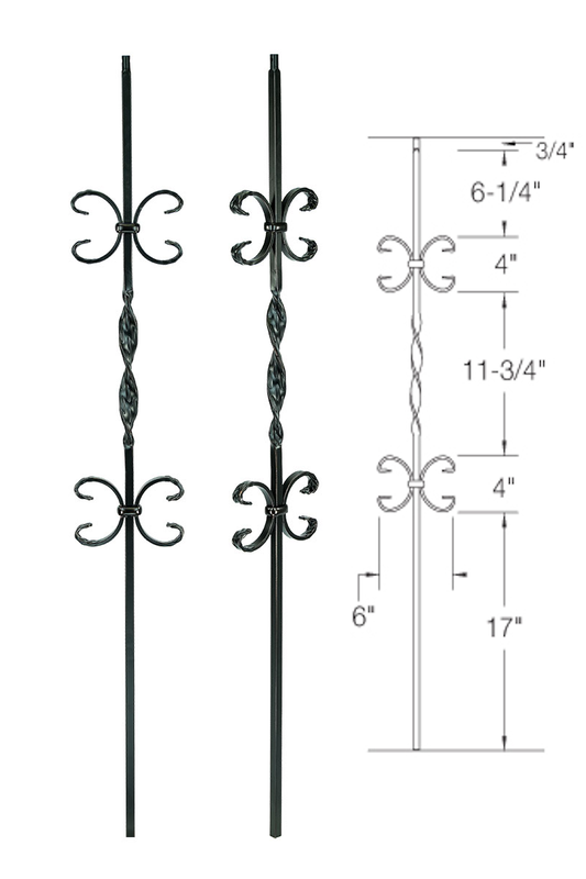 T11 Iron Baluster ⋅ Ribbon/Double Butterfly ⋅ 1/2" Square